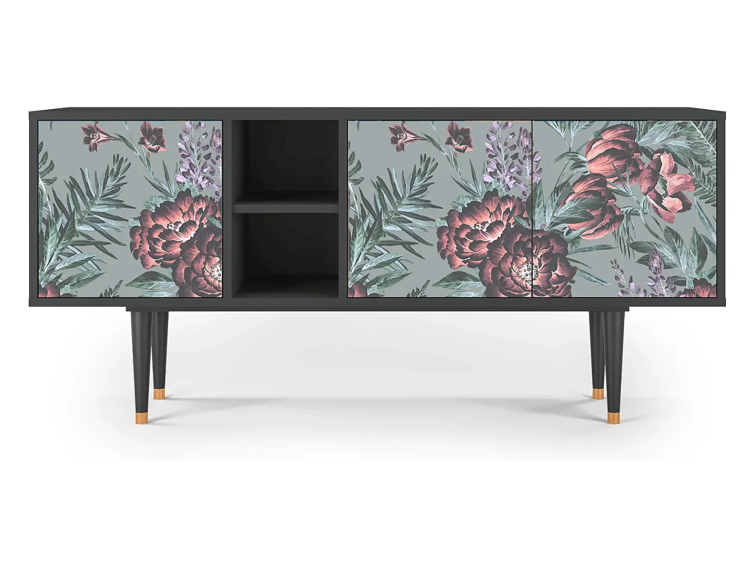 Mueble de TV - 150х69х41 cm - T5 - Light Peonies, Antracite^ Móvel De Tv