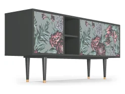 Mueble de TV - 150х69х41 cm - T5 - Light Peonies, Antracite^ Móvel De Tv