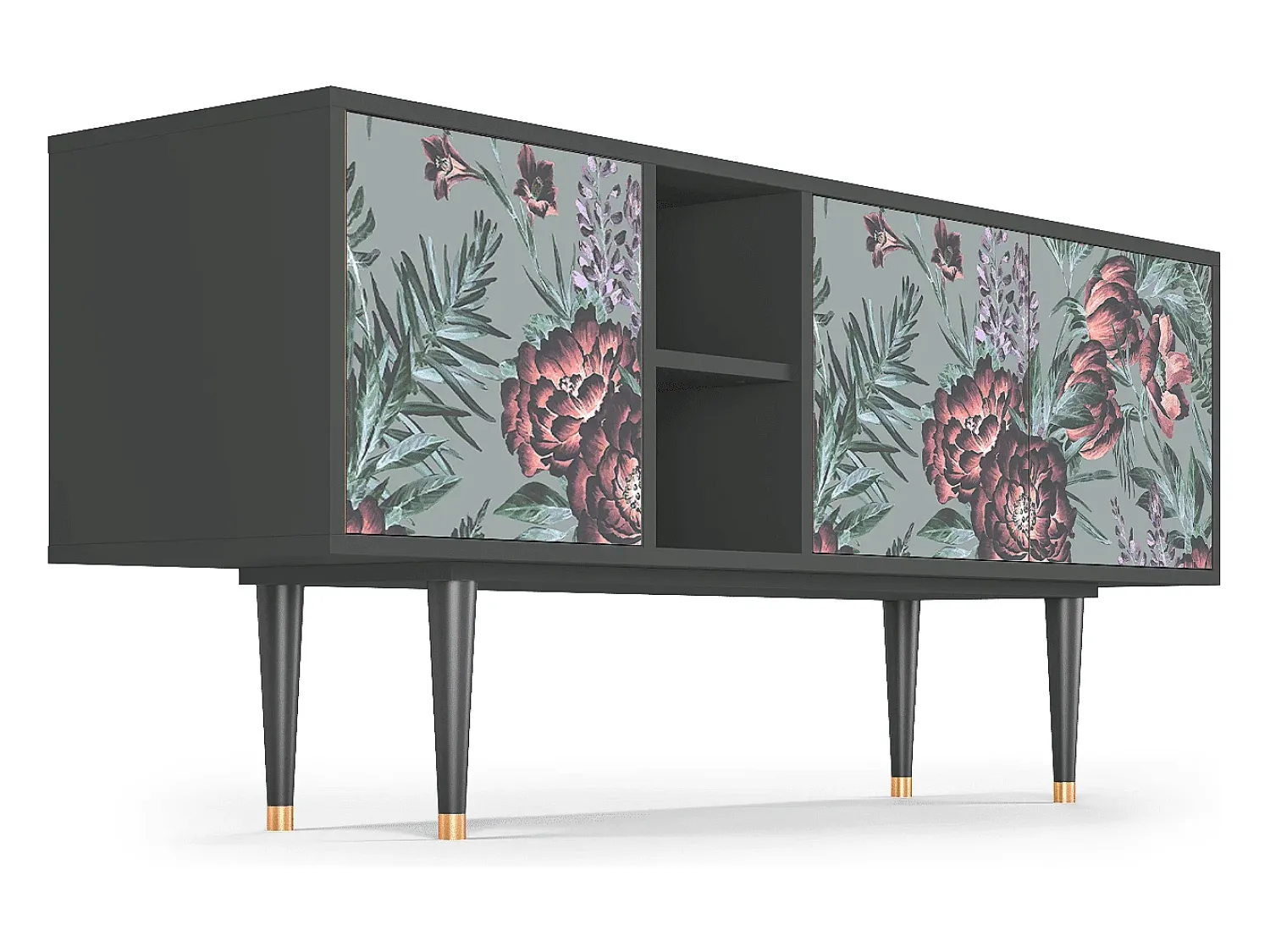 Mueble de TV - 150х69х41 cm - T5 - Light Peonies, Antracite^ Móvel De Tv