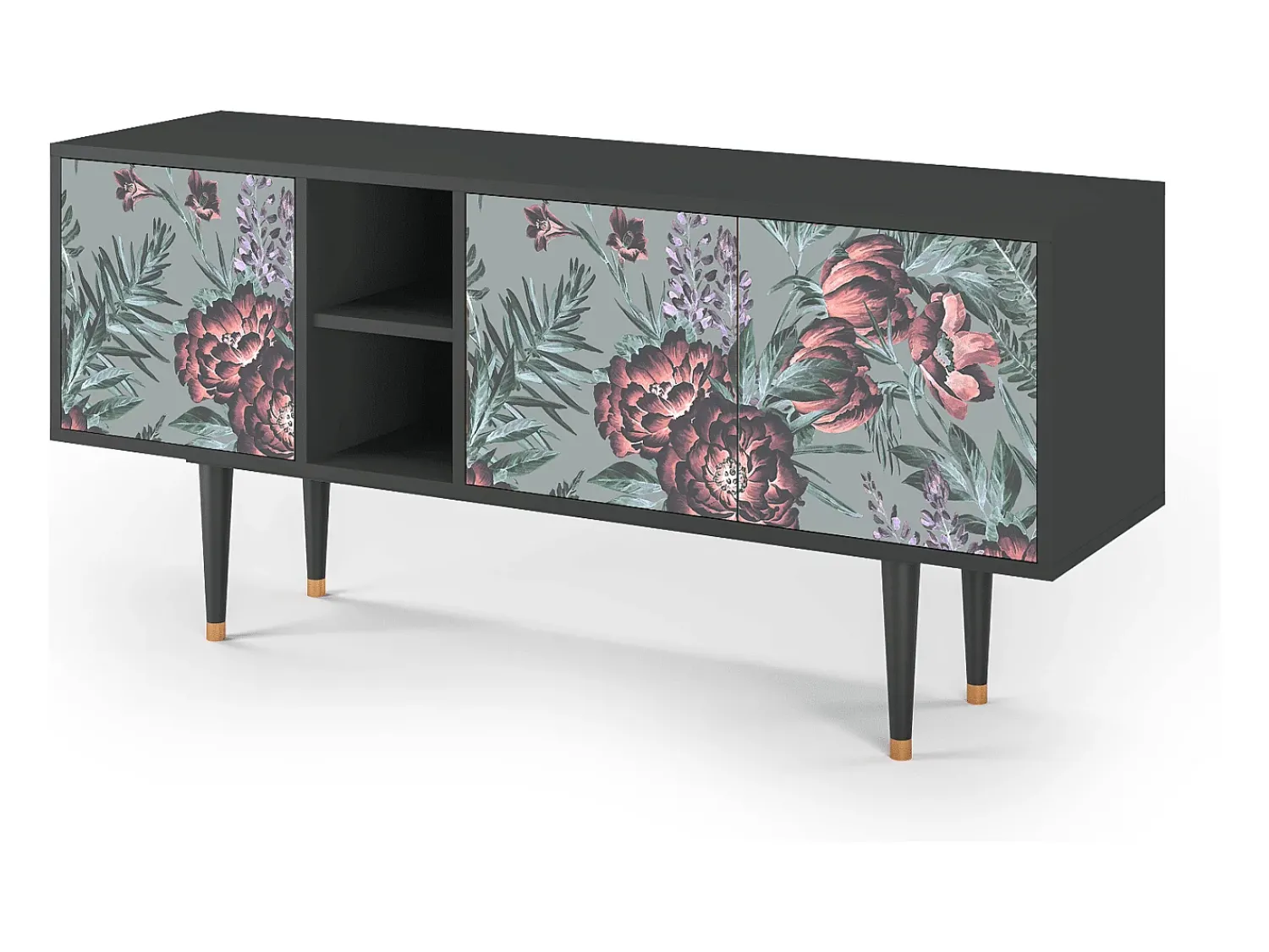 Mueble de TV - 150х69х41 cm - T5 - Light Peonies, Antracite^ Móvel De Tv