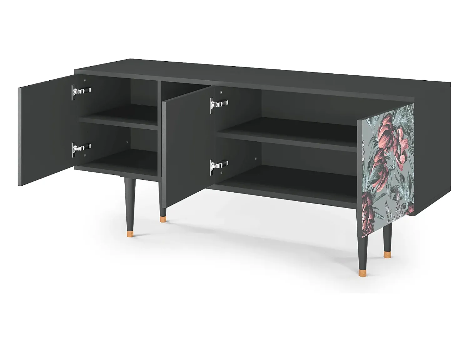 Mueble de TV - 150х69х41 cm - T5 - Light Peonies, Antracite^ Móvel De Tv