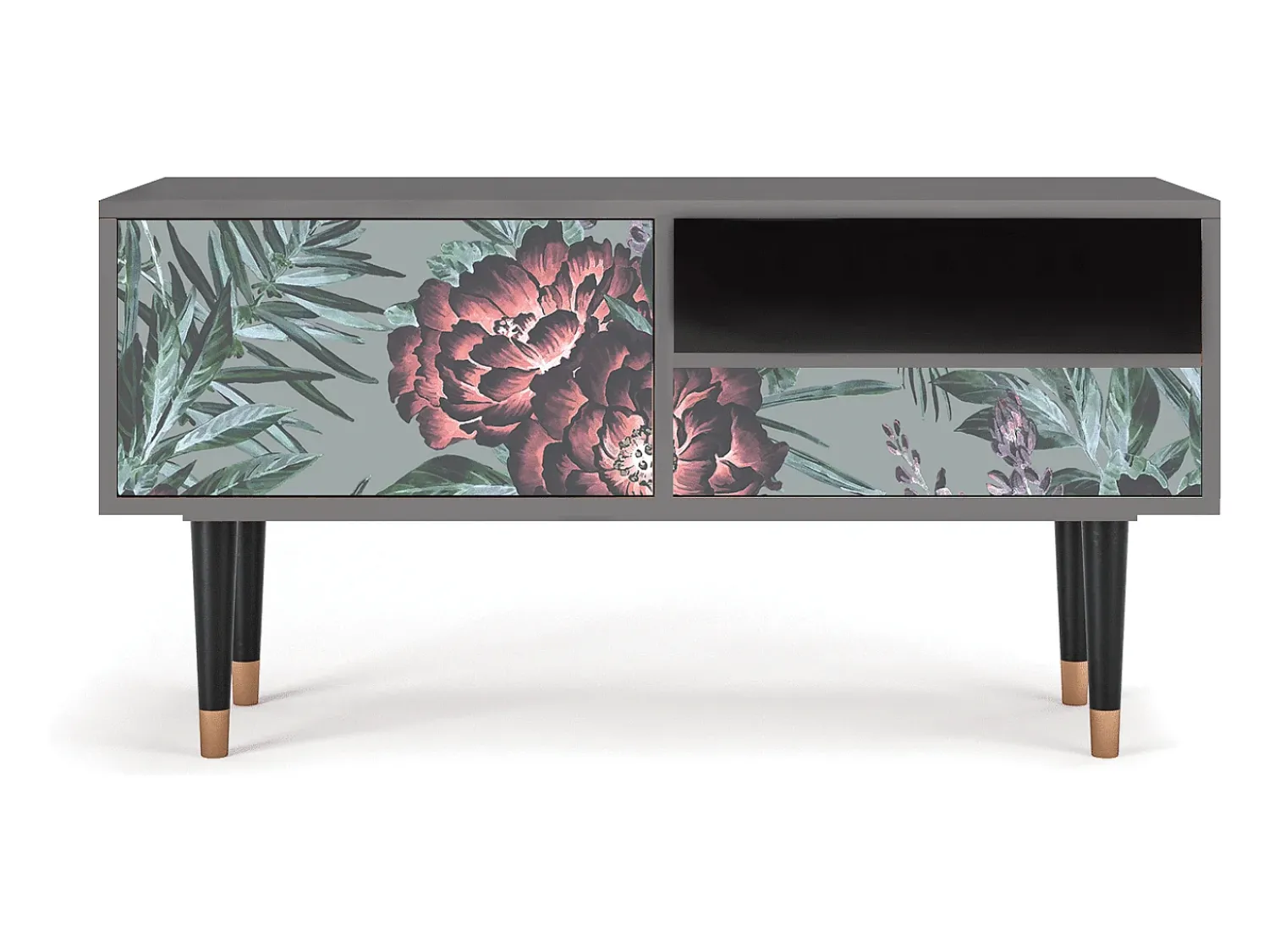 Móvel De Tv* Mueble de TV - 115х59х48 cm - T3 - Light Peonies, Cinza Cinzento