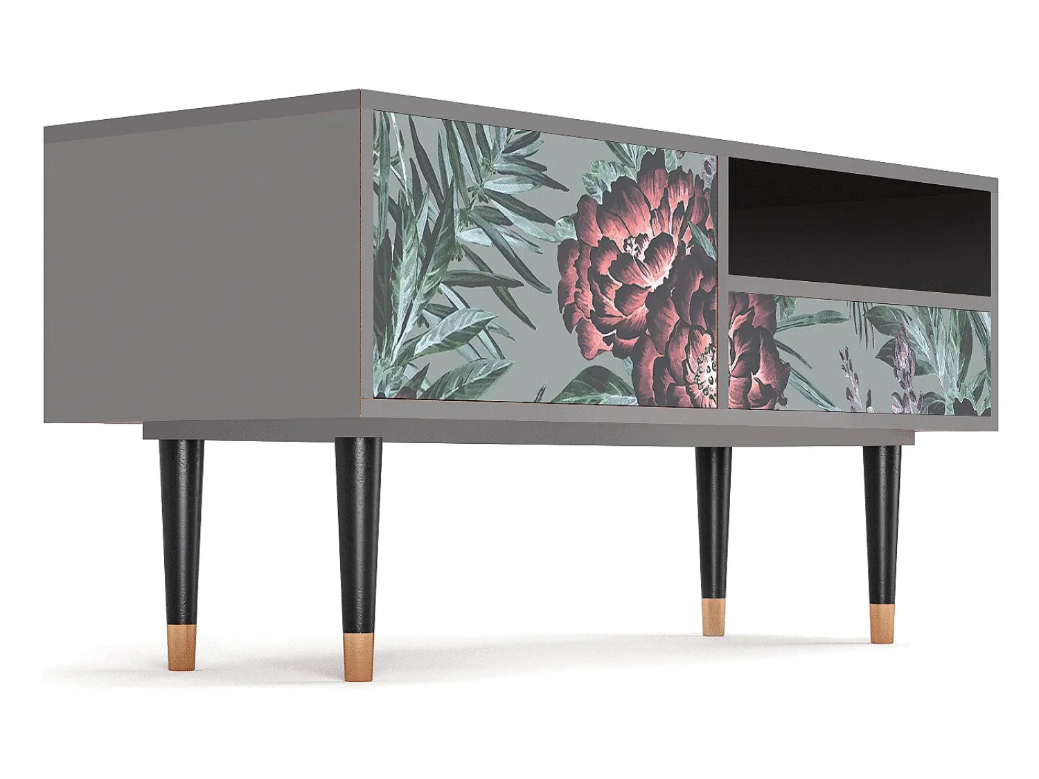 Móvel De Tv* Mueble de TV - 115х59х48 cm - T3 - Light Peonies, Cinza Cinzento