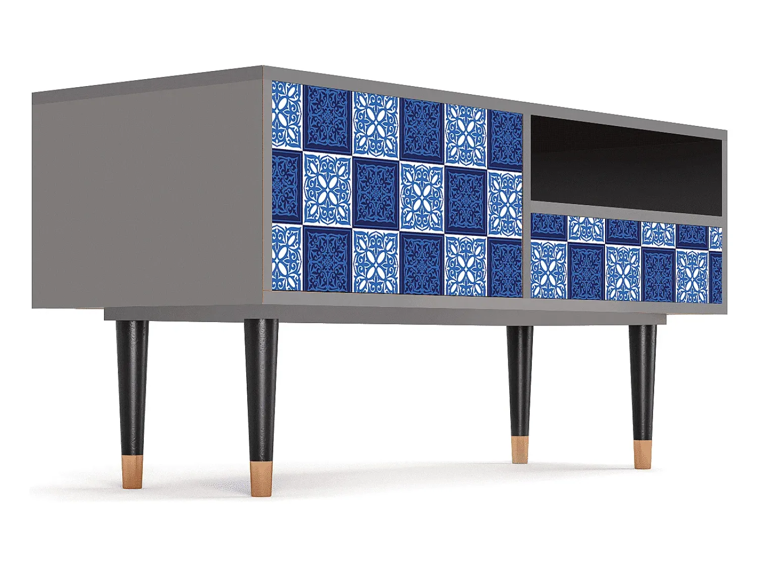 Móvel De Tv* Mueble de TV - 115х59х48 cm - T3 - Light Path, Cinza Cinzento