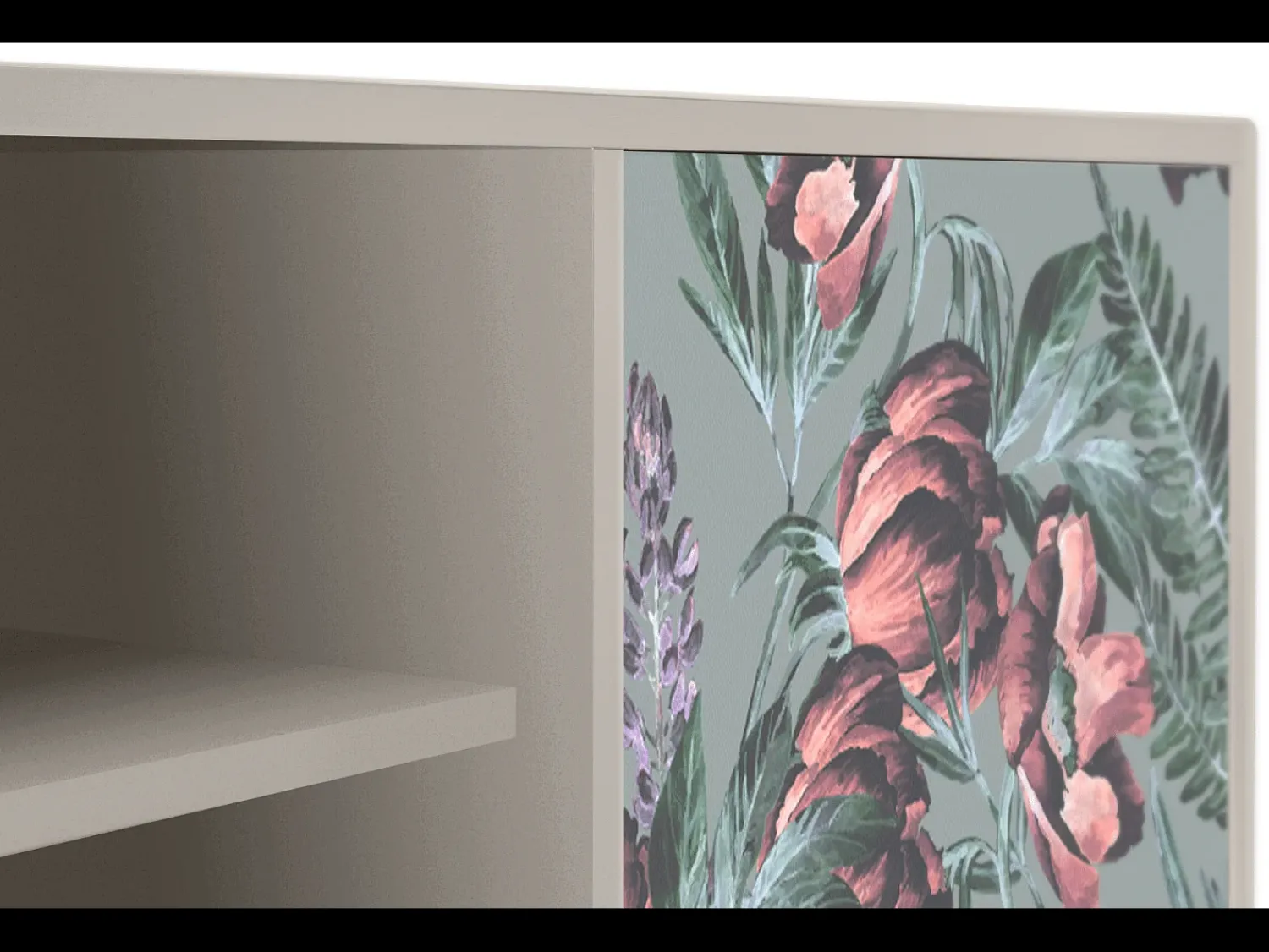 Mueble de TV - 170х69х48 cm - T2 - Light Peonies, Areia Bege