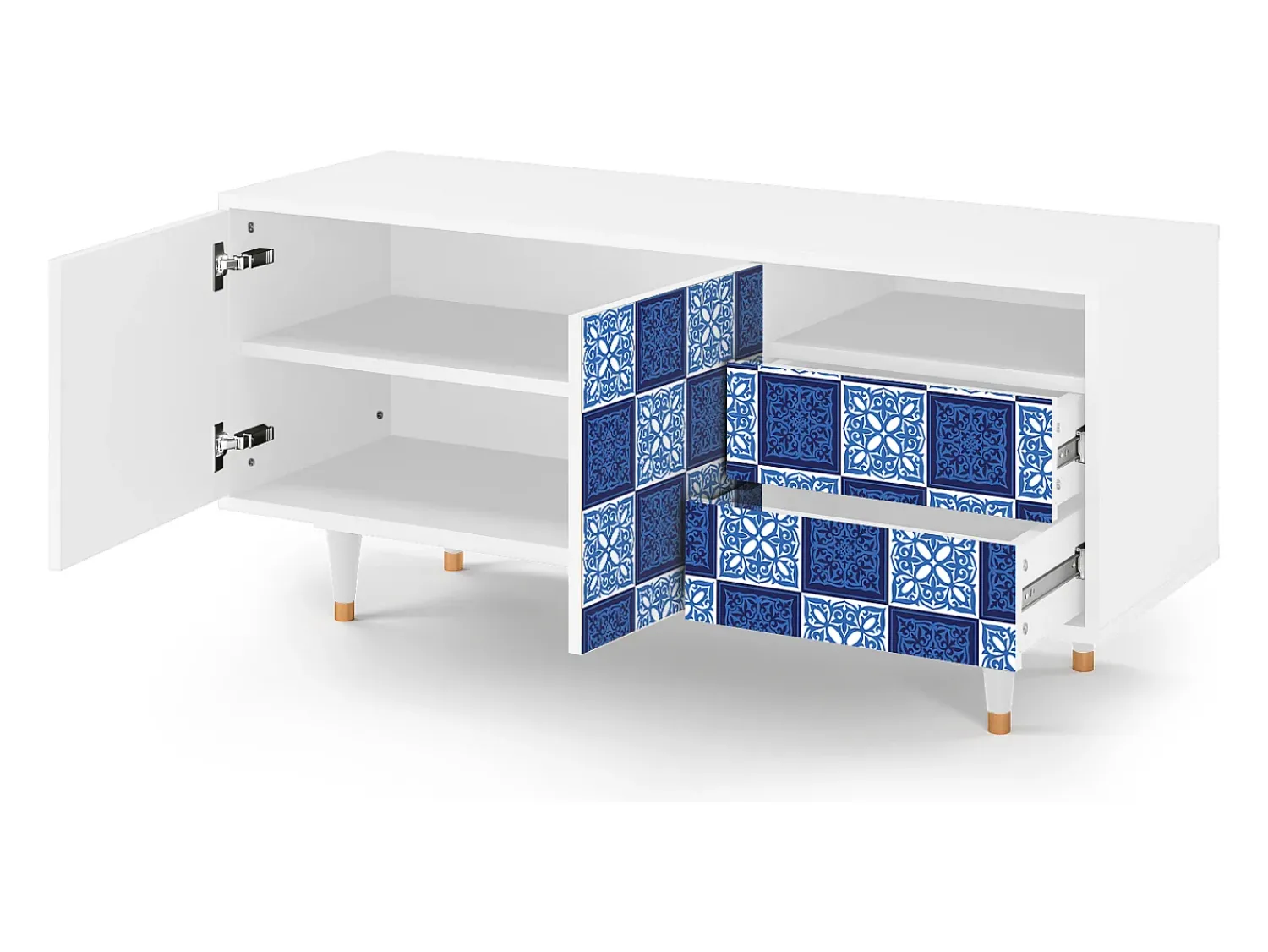 Móvel De Tv| Mueble de TV - 125х56х41 cm - T7 - Light Path, Branco Bege