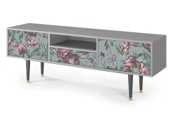 Móvel De Tv| Mueble de TV - 170х59х41 cm - T6 - Light Peonies, Cinza Cinzento
