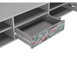 Móvel De Tv| Mueble de TV - 170х59х41 cm - T6 - Light Peonies, Cinza Cinzento