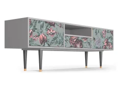 Móvel De Tv| Mueble de TV - 170х59х41 cm - T6 - Light Peonies, Cinza Cinzento