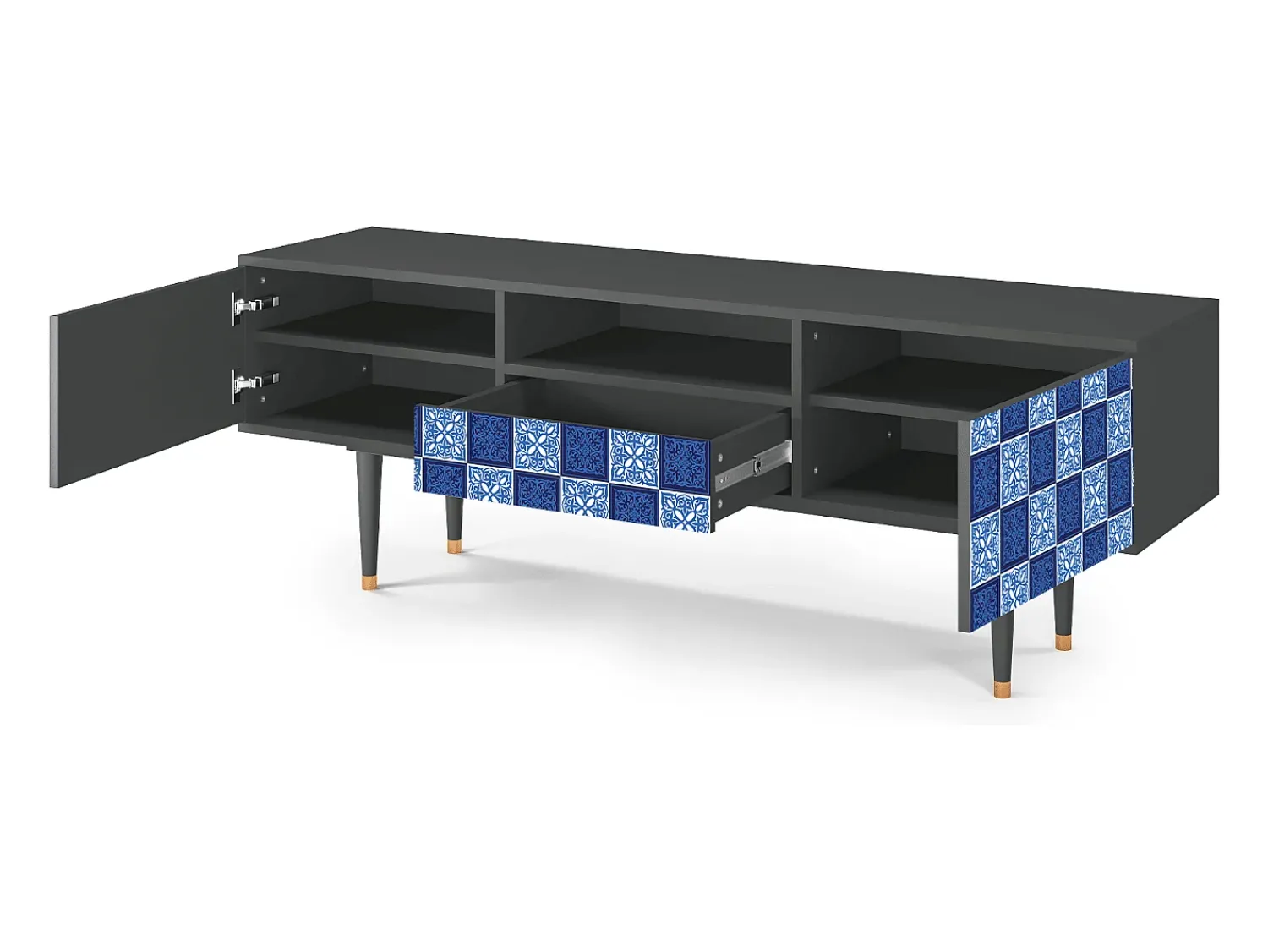 Móvel De Tv* Mueble de TV - 170х59х41 cm - T6 - Light Path, Antracite Cinza antracite