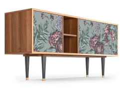 Mueble de TV - 150х69х41 cm - T5 - Light Peonies, Nogueira^ Móvel De Tv