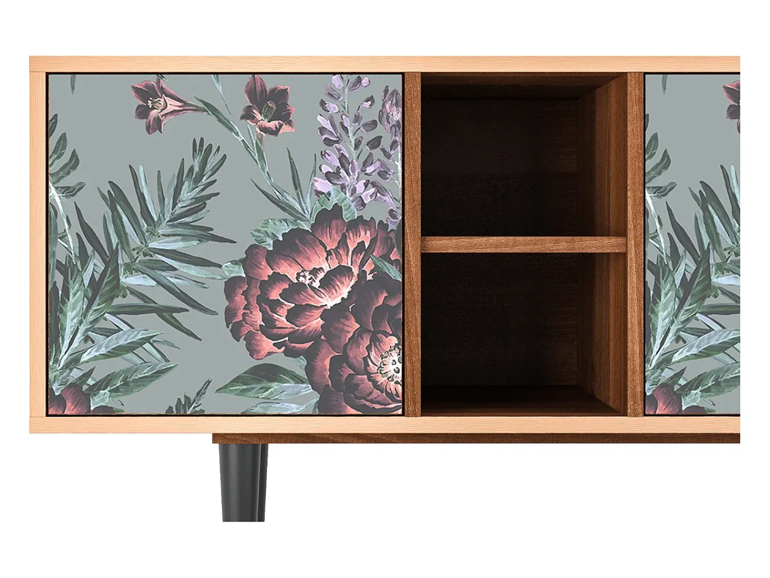 Mueble de TV - 150х69х41 cm - T5 - Light Peonies, Nogueira^ Móvel De Tv