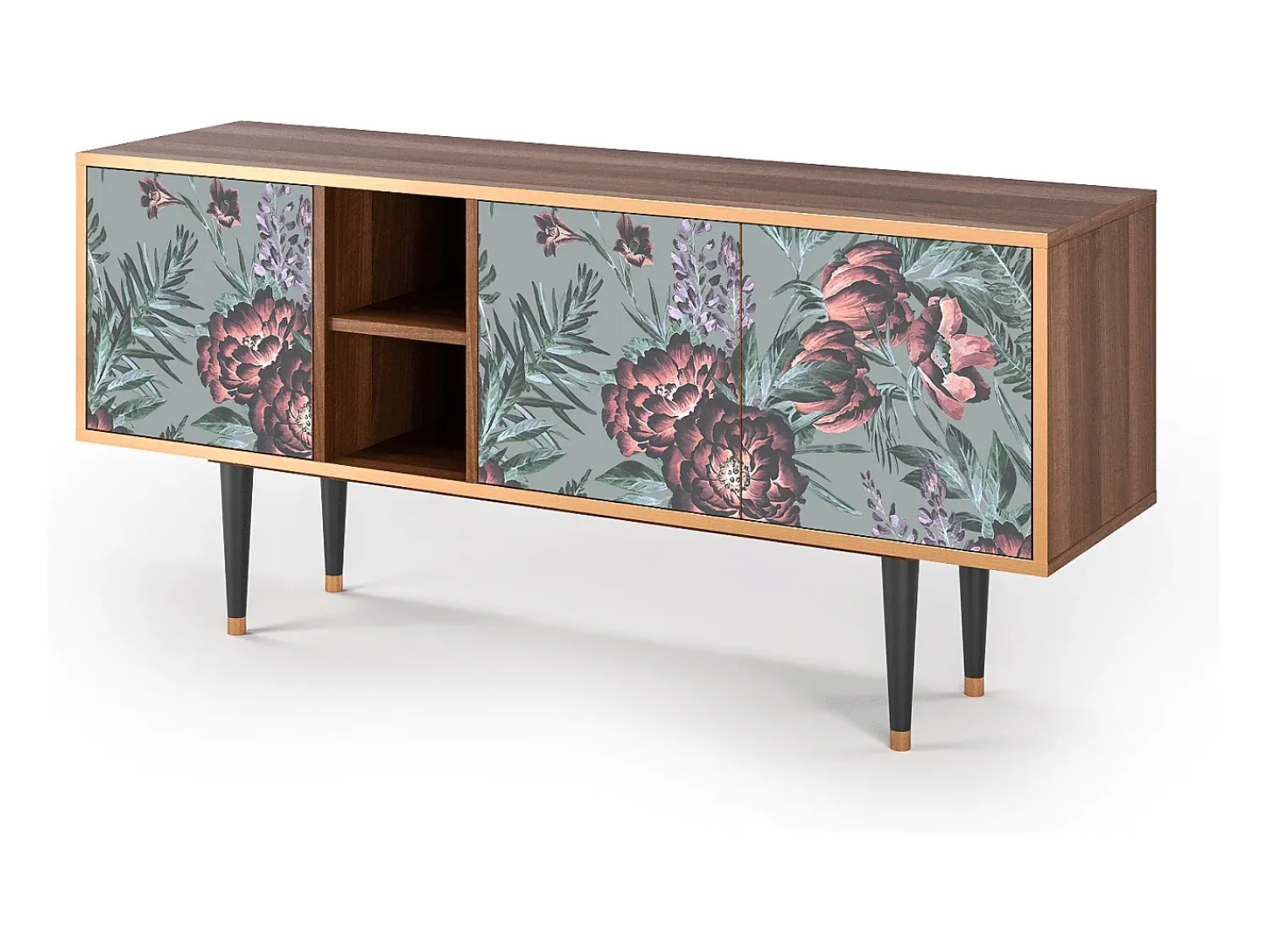Mueble de TV - 150х69х41 cm - T5 - Light Peonies, Nogueira^ Móvel De Tv