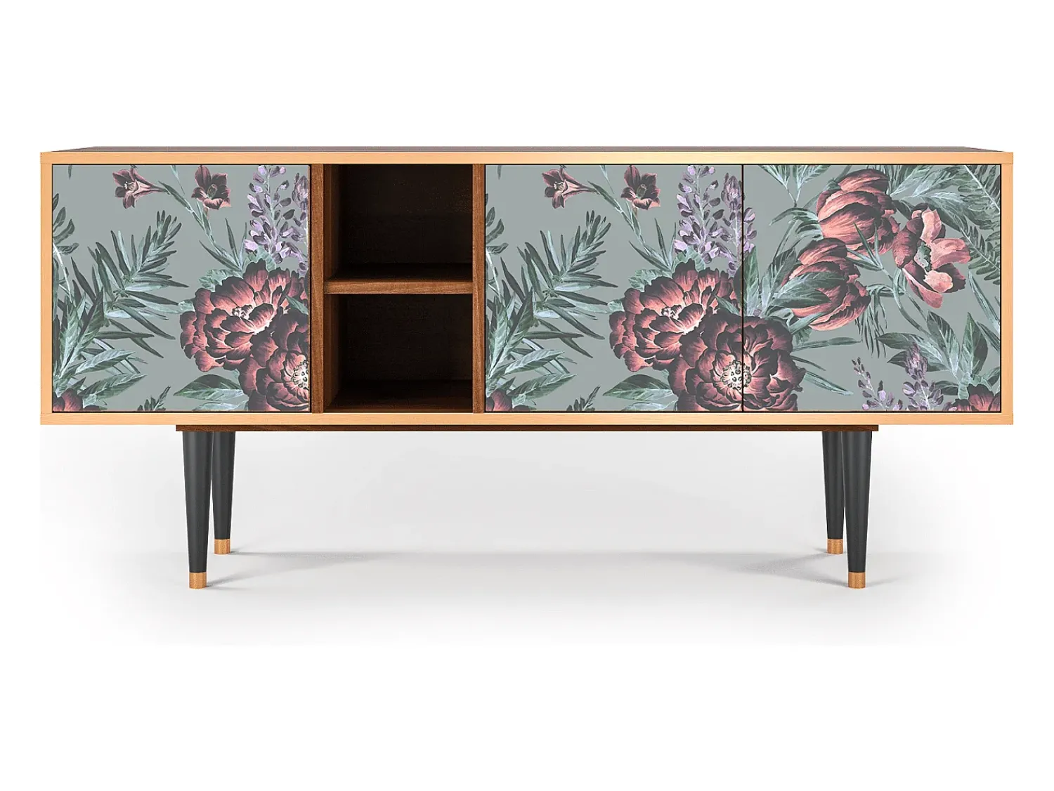 Mueble de TV - 150х69х41 cm - T5 - Light Peonies, Nogueira^ Móvel De Tv