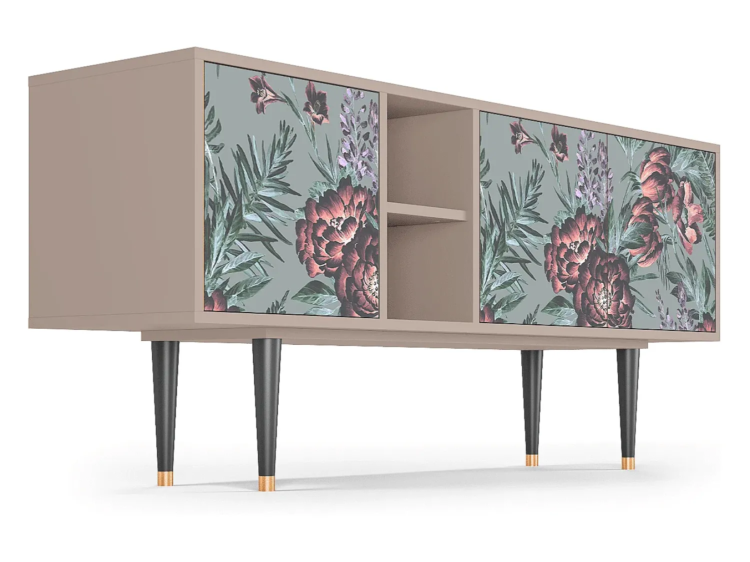 Móvel De Tv| Mueble de TV - 150х69х41 cm - T5 - Light Peonies, Latte Bege