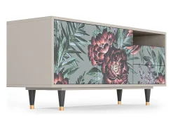 Móvel De Tv* Mueble de TV - 125х56х41 cm - T7 - Light Peonies, Areia Bege
