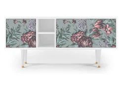 Móvel De Tv* Mueble de TV - 150х69х41 cm - T5 - Light Peonies, Branco Bege