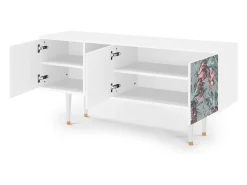 Móvel De Tv* Mueble de TV - 150х69х41 cm - T5 - Light Peonies, Branco Bege