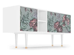 Móvel De Tv* Mueble de TV - 150х69х41 cm - T5 - Light Peonies, Branco Bege