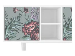 Móvel De Tv* Mueble de TV - 150х69х41 cm - T5 - Light Peonies, Branco Bege
