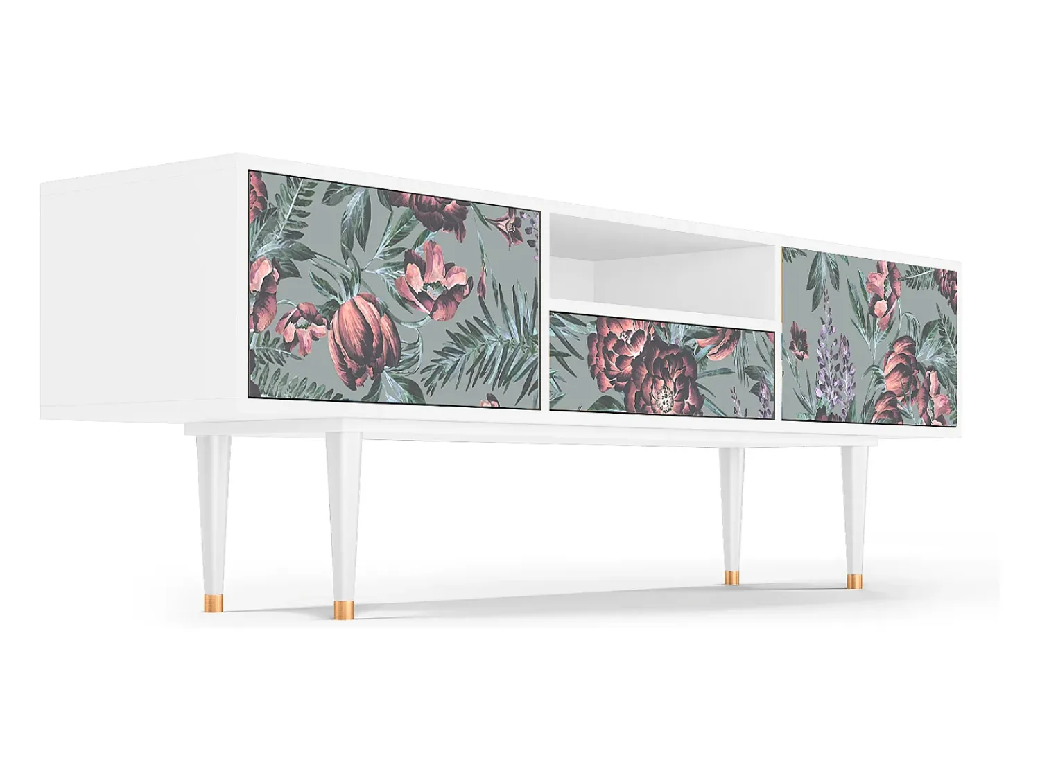 Discount Mueble de TV - 170х59х41 cm - T6 - Light Peonies, Branco Bege