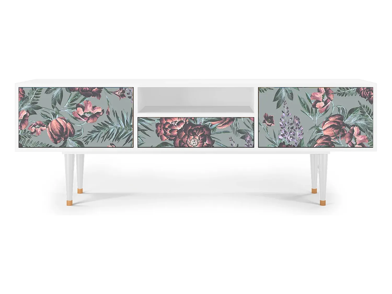 Discount Mueble de TV - 170х59х41 cm - T6 - Light Peonies, Branco Bege