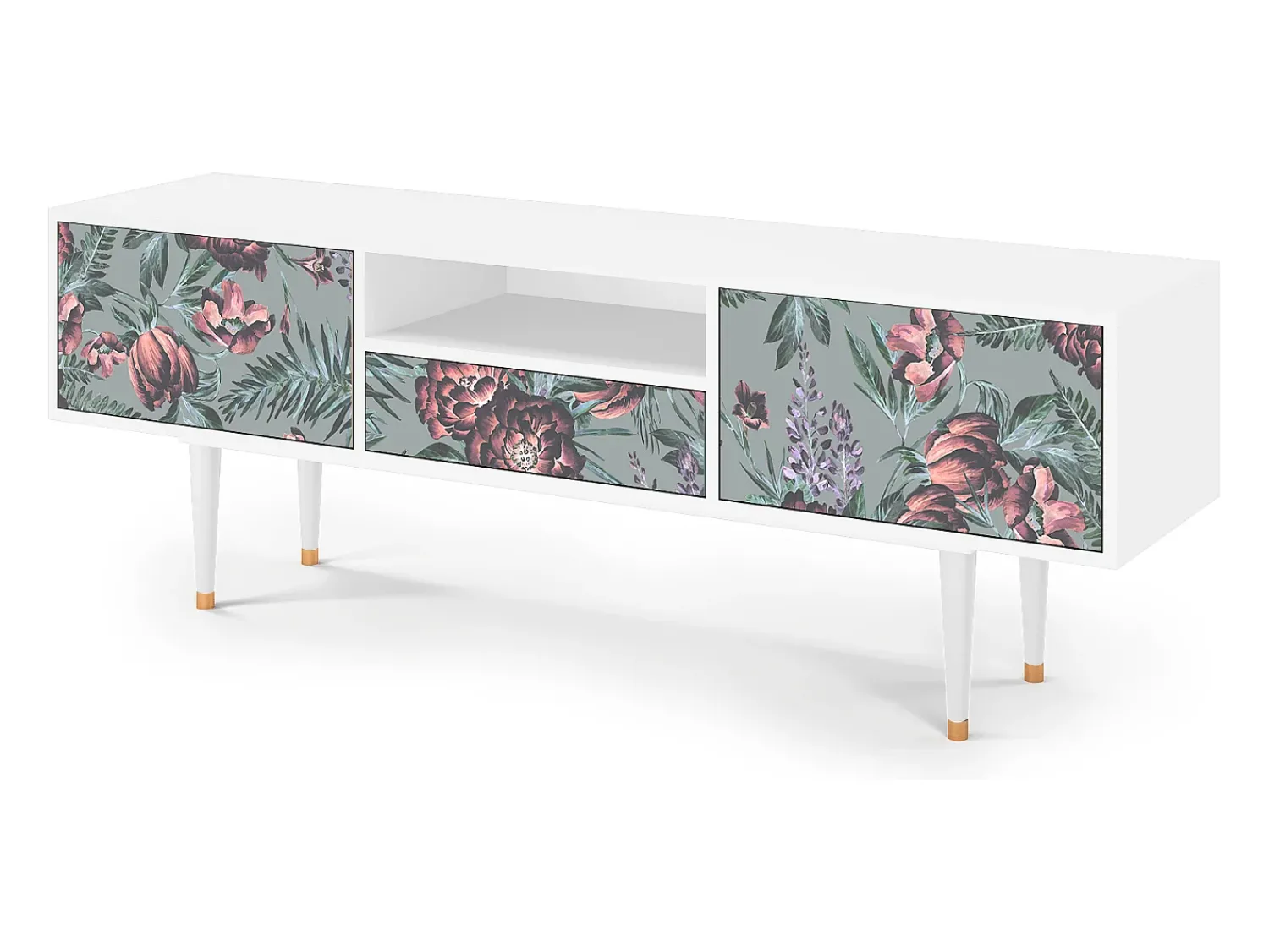 Discount Mueble de TV - 170х59х41 cm - T6 - Light Peonies, Branco Bege