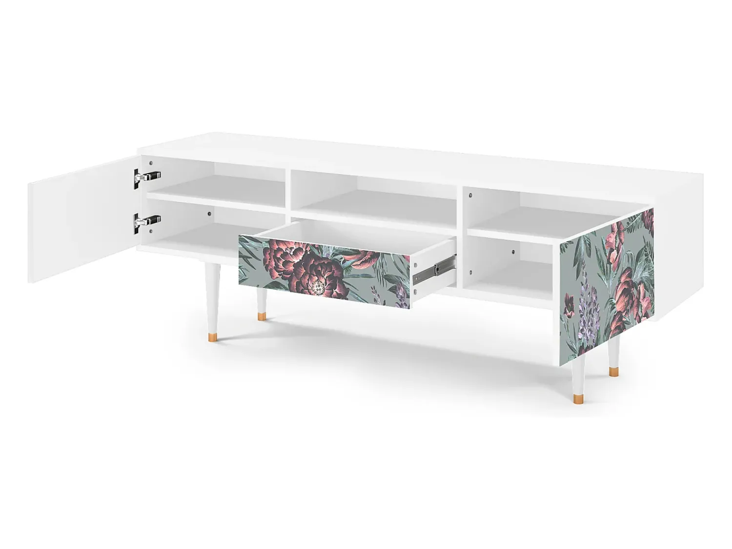 Discount Mueble de TV - 170х59х41 cm - T6 - Light Peonies, Branco Bege