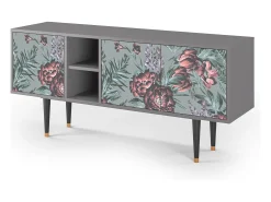 Móvel De Tv* Mueble de TV - 150х69х41 cm - T5 - Light Peonies, Cinza Cinzento