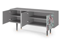 Móvel De Tv* Mueble de TV - 150х69х41 cm - T5 - Light Peonies, Cinza Cinzento