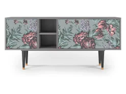 Móvel De Tv* Mueble de TV - 150х69х41 cm - T5 - Light Peonies, Cinza Cinzento