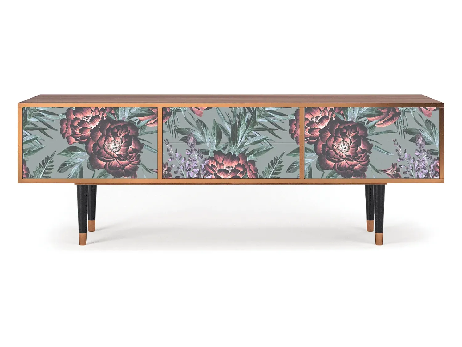 Móvel De Tv| Mueble de TV - 170х59х48 cm - T4 - Light Peonies, Nogueira Castanho