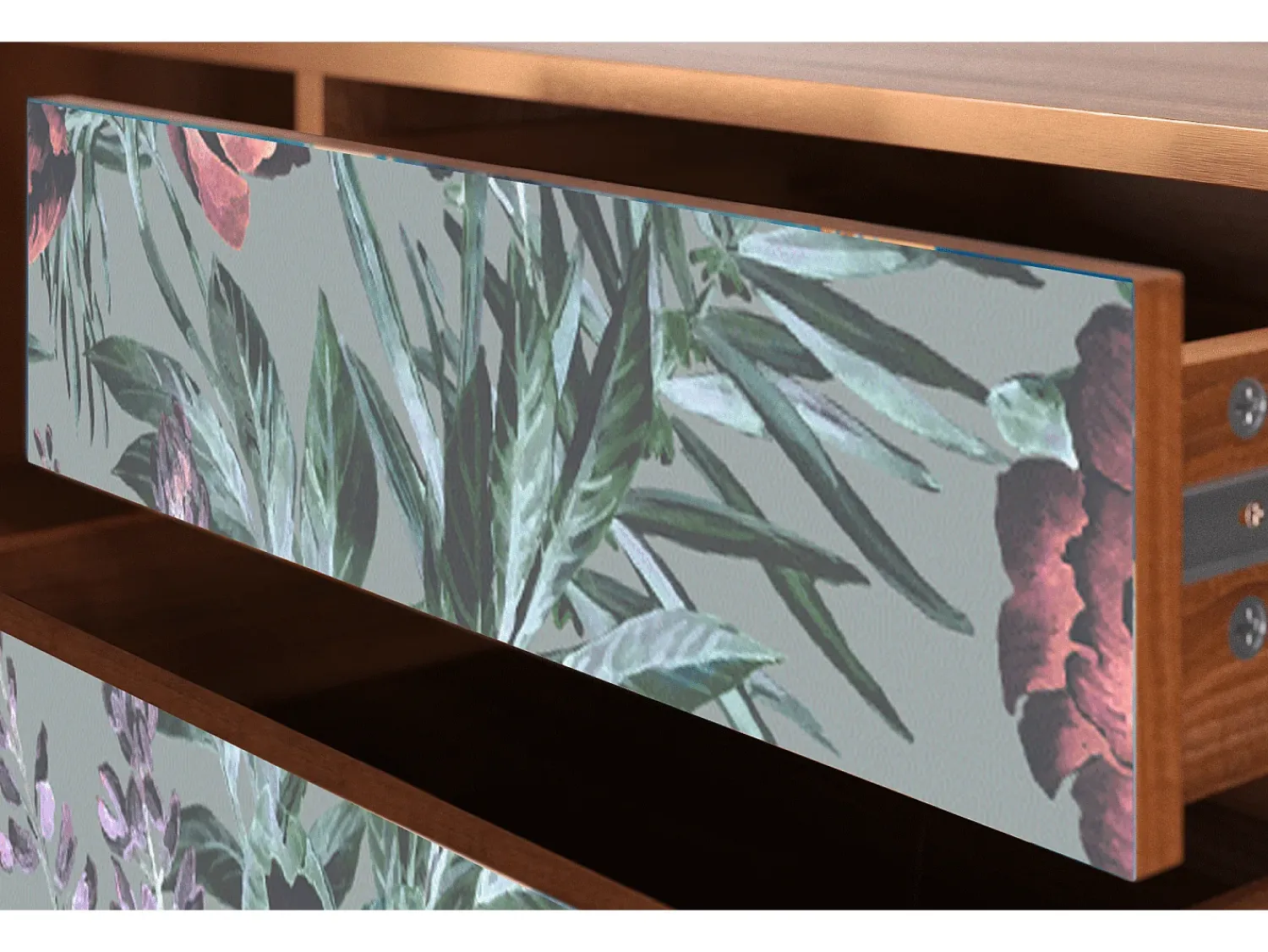 Móvel De Tv| Mueble de TV - 170х59х48 cm - T4 - Light Peonies, Nogueira Castanho