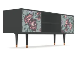 Móvel De Tv| Mueble de TV - 170х69х48 cm - T2 - Light Peonies, Antracite Cinza antracite