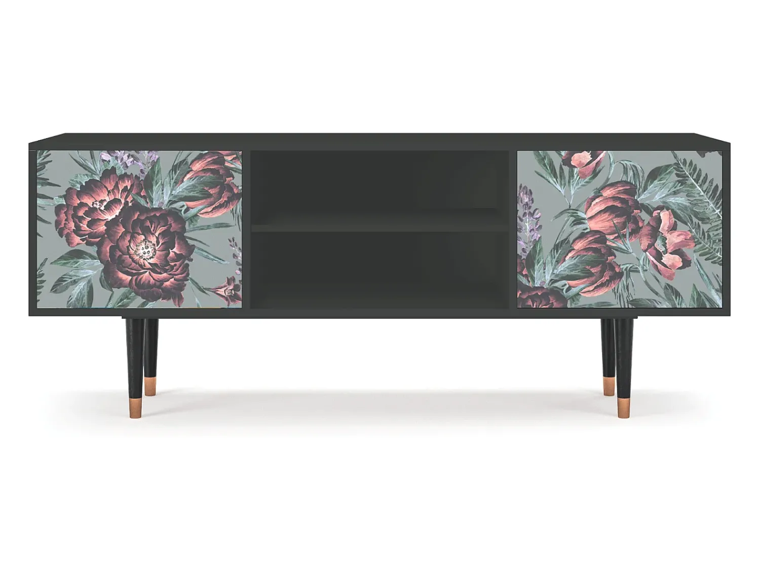 Móvel De Tv| Mueble de TV - 170х69х48 cm - T2 - Light Peonies, Antracite Cinza antracite