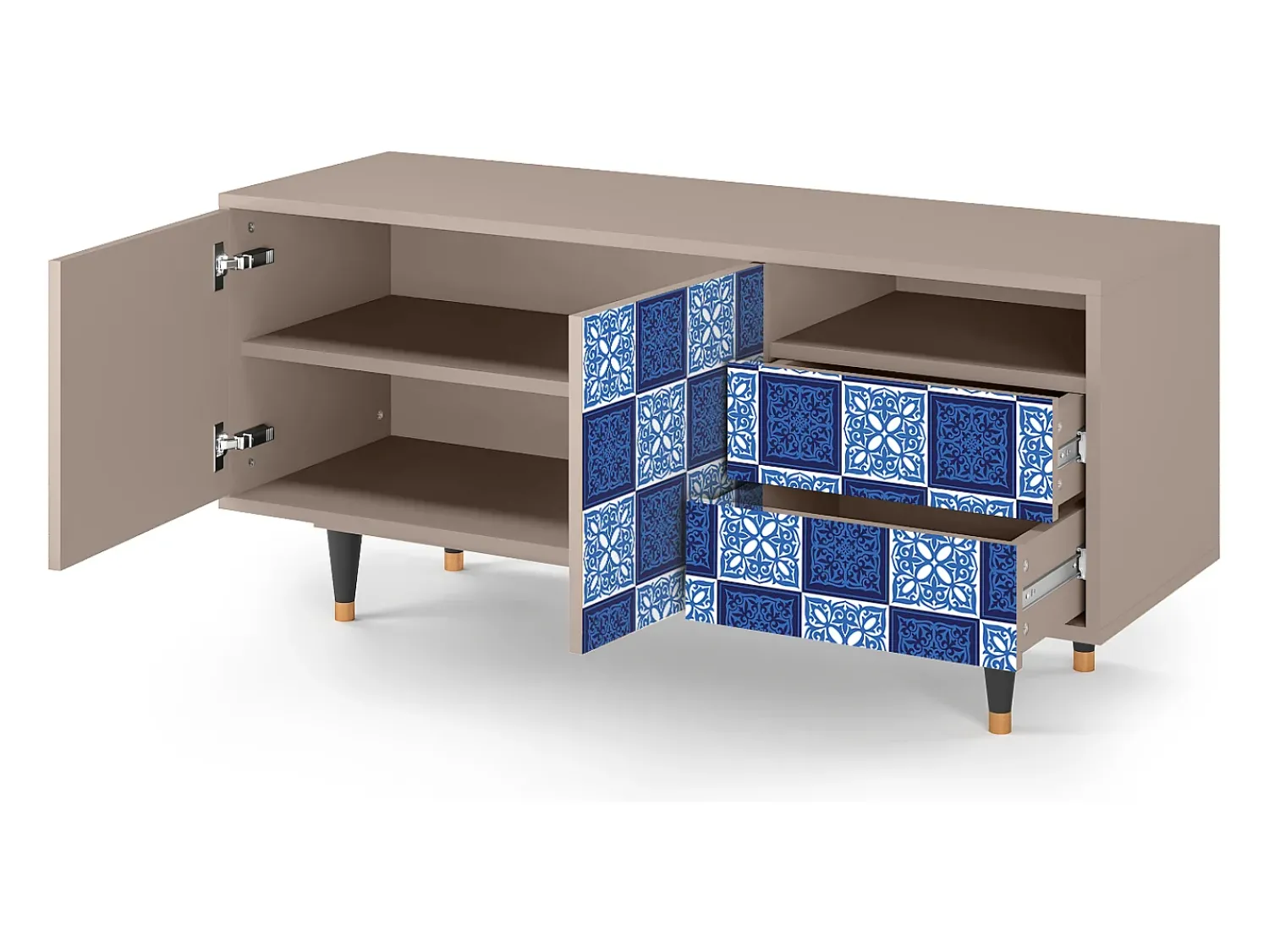 Mueble de TV - 125х56х41 cm - T7 - Light Path, Latte Bege