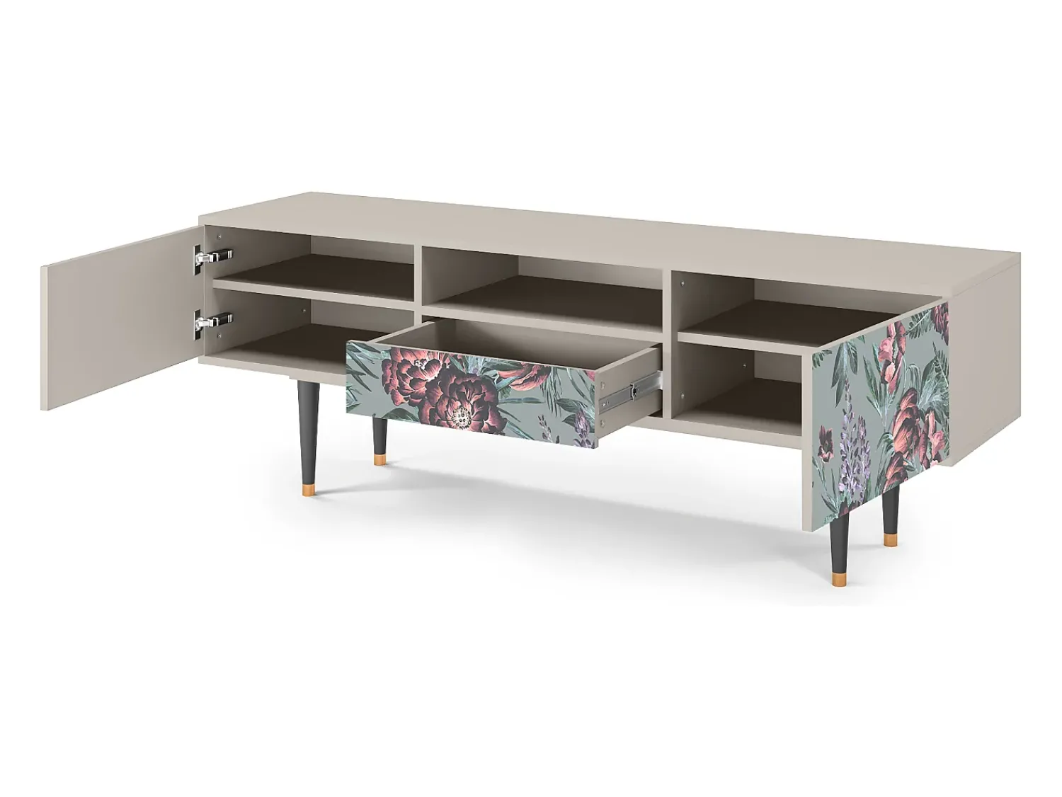 Mueble de TV - 170х59х41 cm - T6 - Light Peonies, Areia^ Móvel De Tv