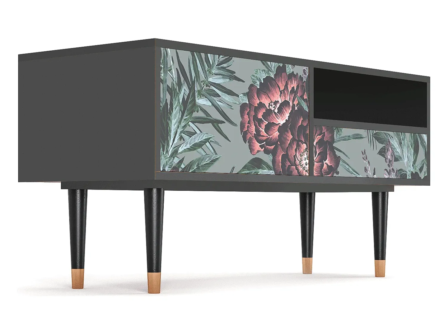 Discount Mueble de TV - 115х59х48 cm - T3 - Light Peonies, Antracite Cinza antracite