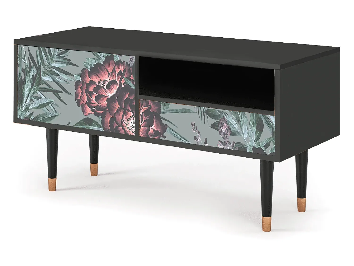 Discount Mueble de TV - 115х59х48 cm - T3 - Light Peonies, Antracite Cinza antracite