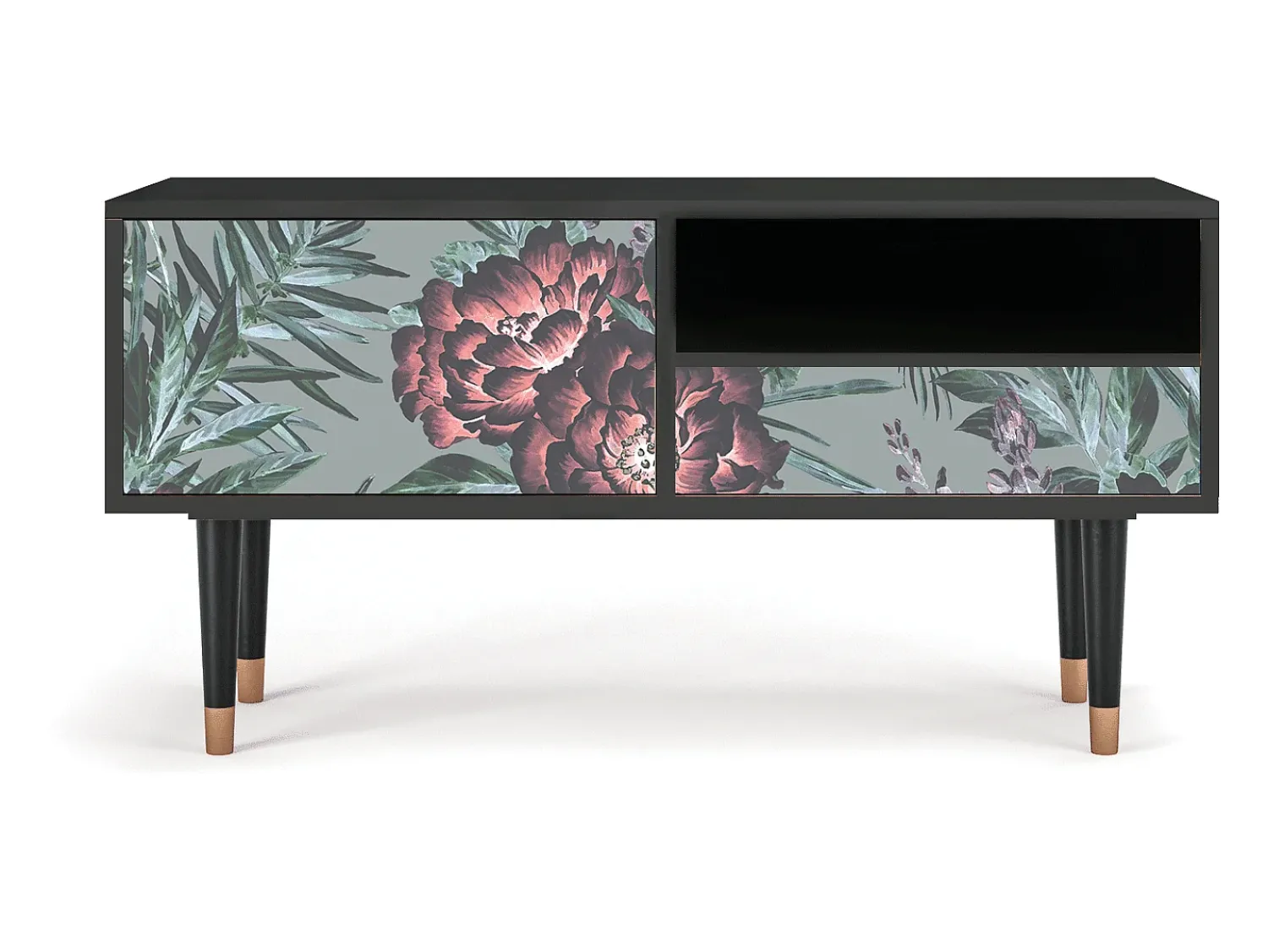 Discount Mueble de TV - 115х59х48 cm - T3 - Light Peonies, Antracite Cinza antracite