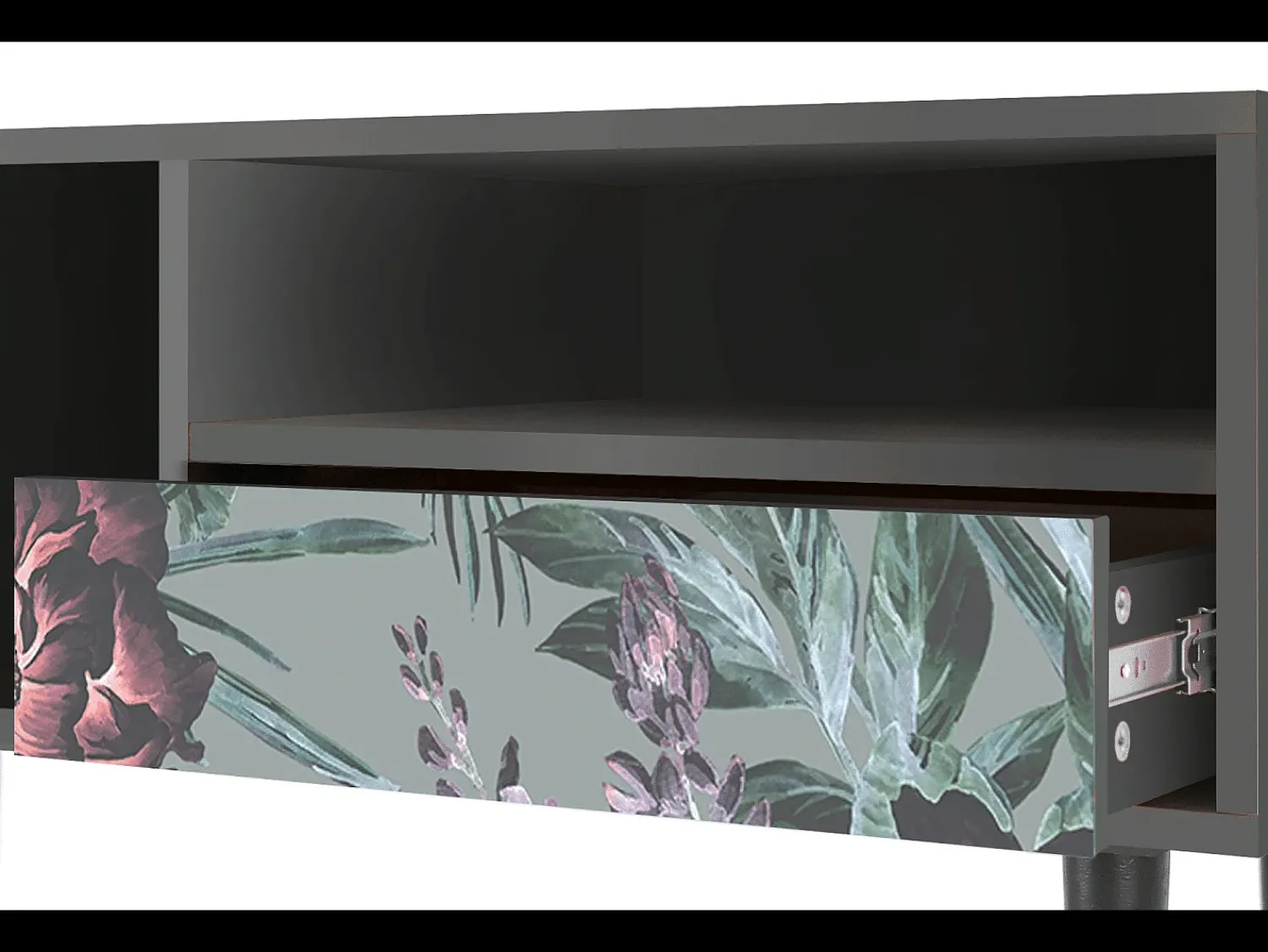 Discount Mueble de TV - 115х59х48 cm - T3 - Light Peonies, Antracite Cinza antracite