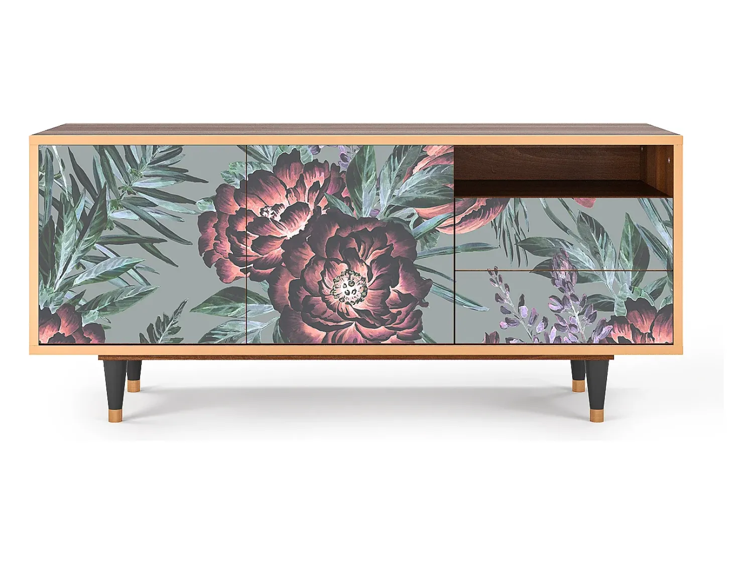 Sale Mueble de TV - 125х56х41 cm - T7 - Light Peonies, Nogueira Castanho
