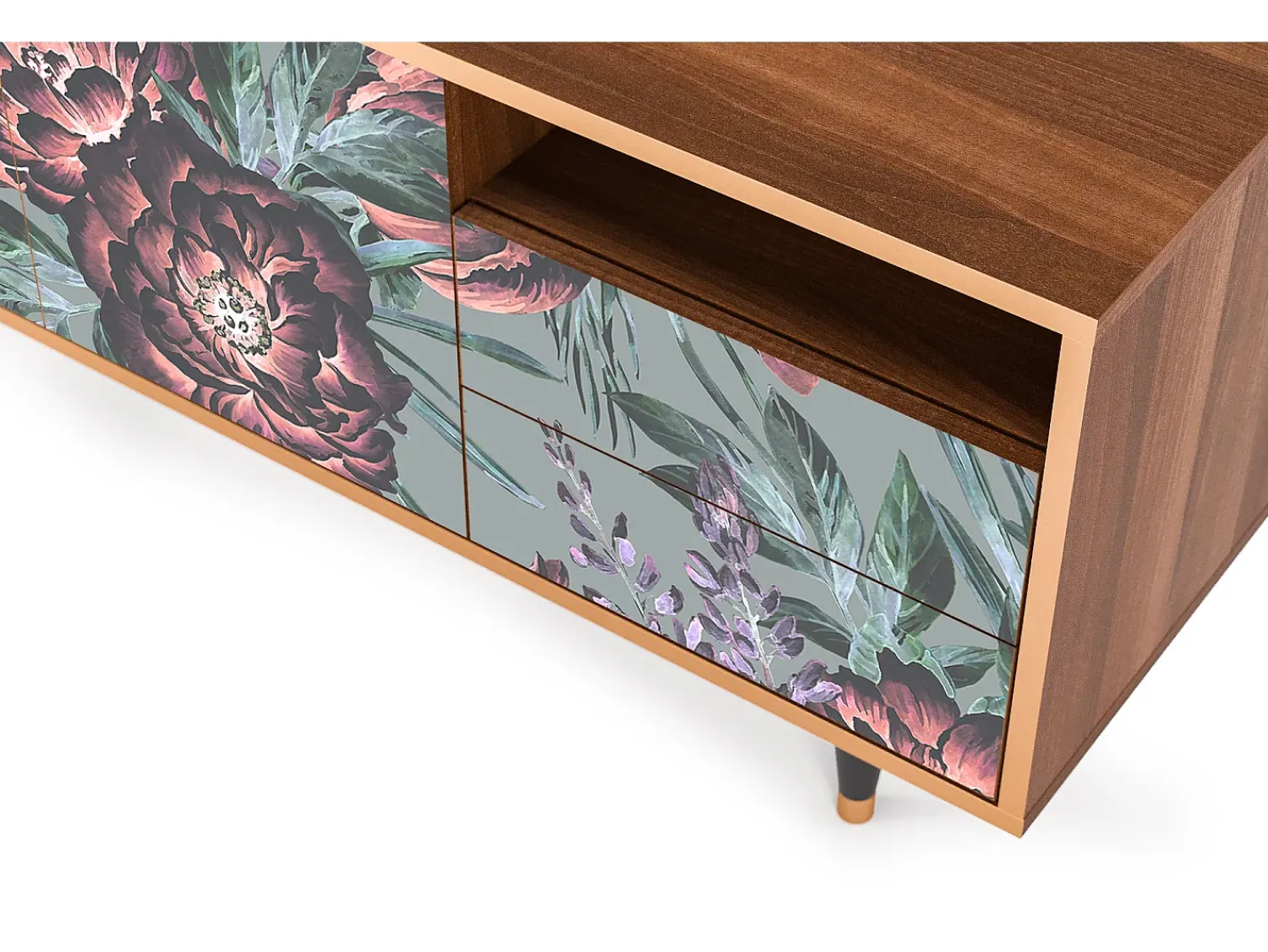 Sale Mueble de TV - 125х56х41 cm - T7 - Light Peonies, Nogueira Castanho