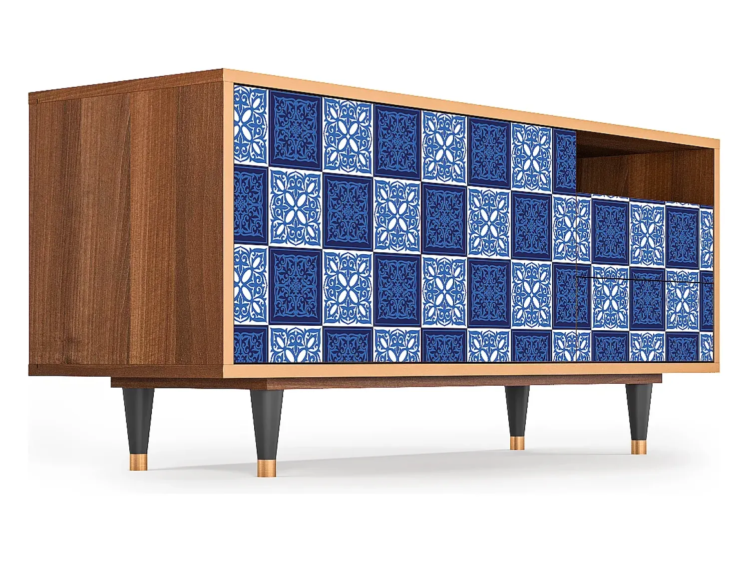 Mueble de TV - 125х56х41 cm - T7 - Light Path, Nogueira Castanho
