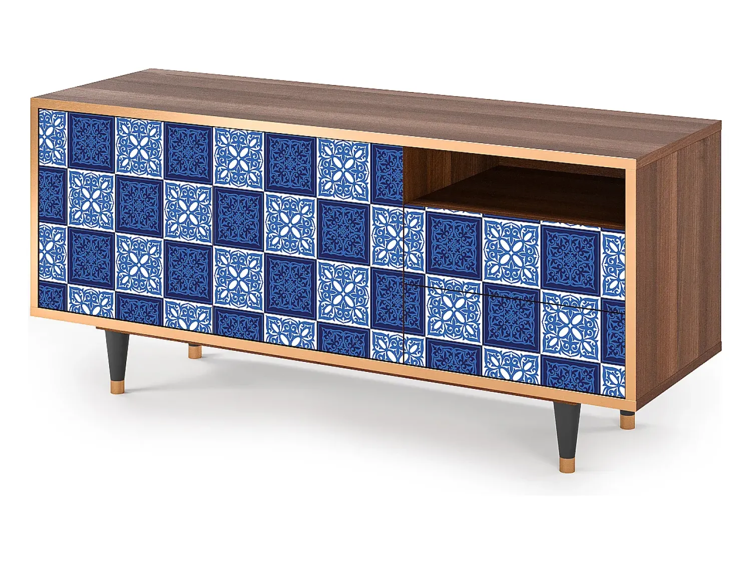 Mueble de TV - 125х56х41 cm - T7 - Light Path, Nogueira Castanho