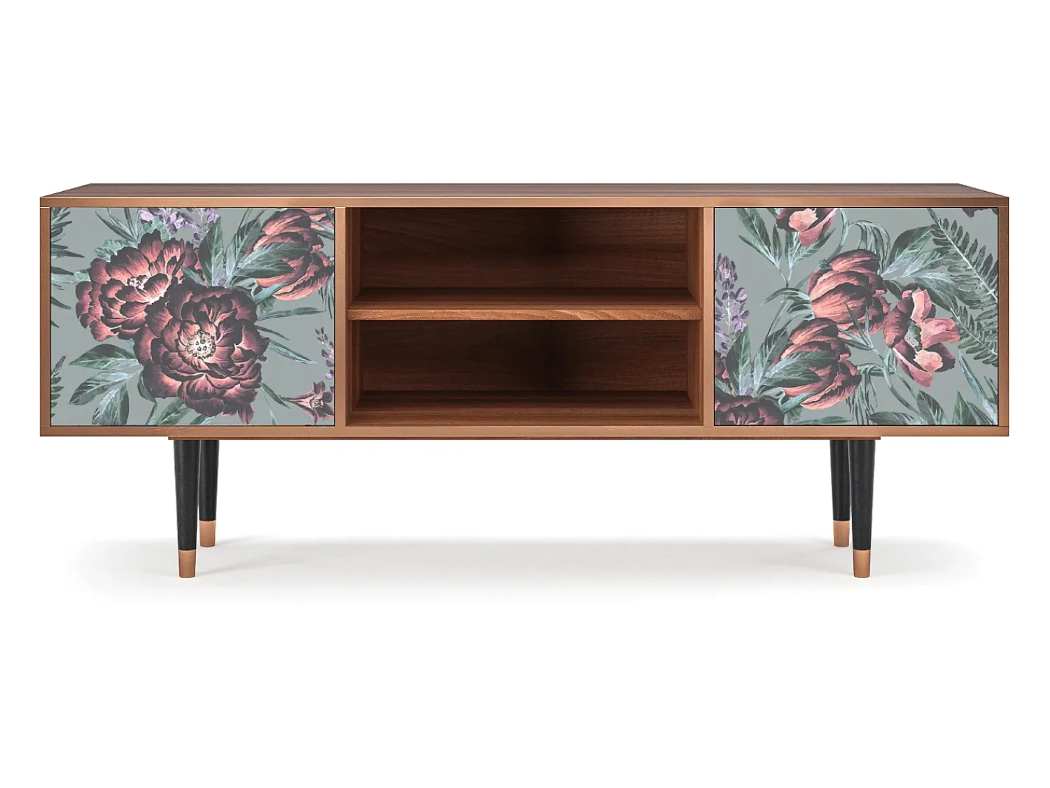 Móvel De Tv* Mueble de TV - 170х69х48 cm - T2 - Light Peonies, Nogueira Castanho