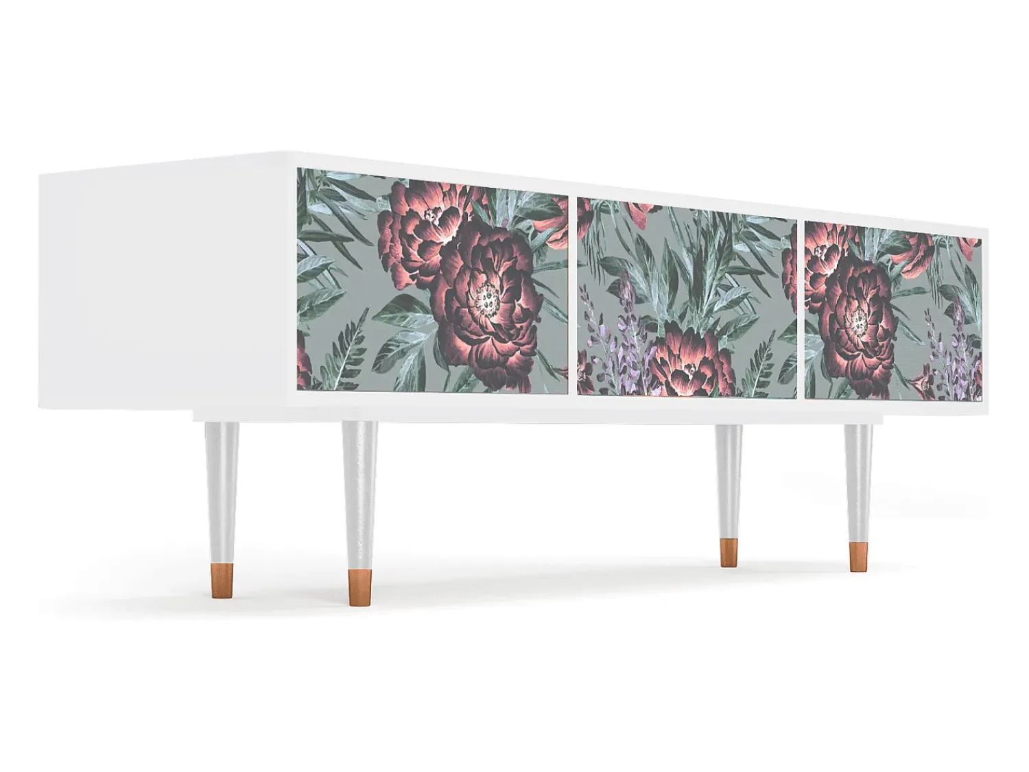 Móvel De Tv* Mueble de TV - 170х59х48 cm - T4 - Light Peonies, Branco Bege
