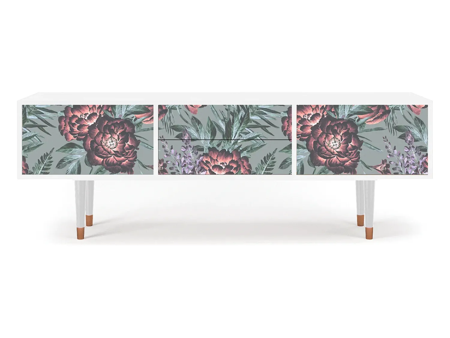 Móvel De Tv* Mueble de TV - 170х59х48 cm - T4 - Light Peonies, Branco Bege