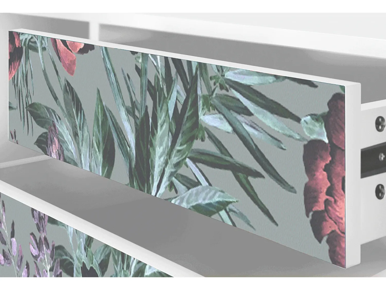 Móvel De Tv* Mueble de TV - 170х59х48 cm - T4 - Light Peonies, Branco Bege