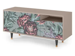 Móvel De Tv* Mueble de TV - 125х56х41 cm - T7 - Light Peonies, Latte Bege